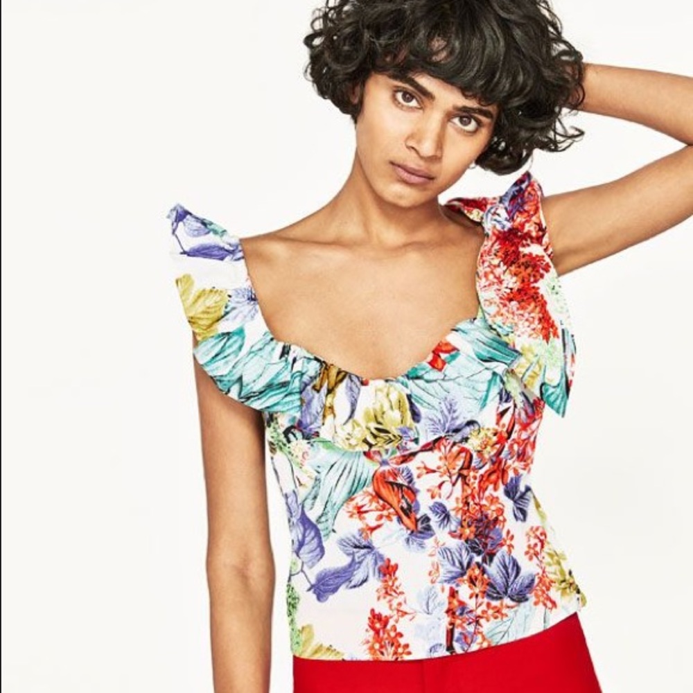 Zara Tropical Print Top